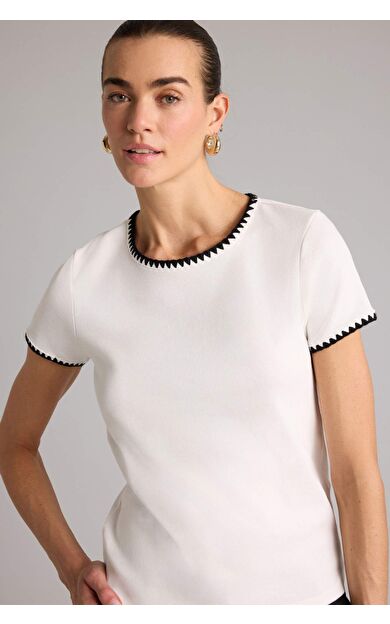 DeFacto Regular Fıt Bisiklet Yaka Ribana Kısa Kollu Tişört