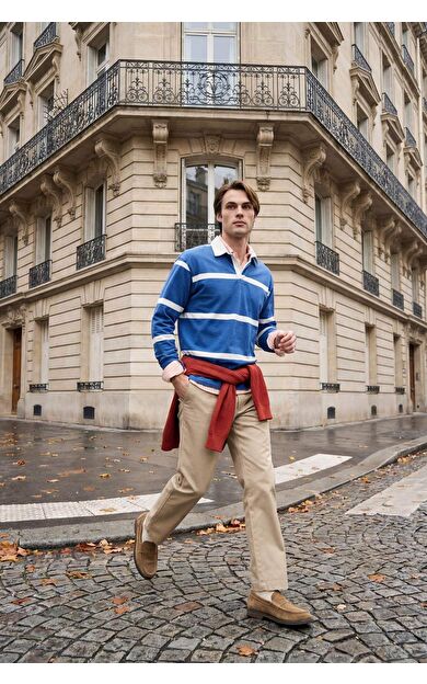 %100 Pamuk Çizgili Sweatshirt