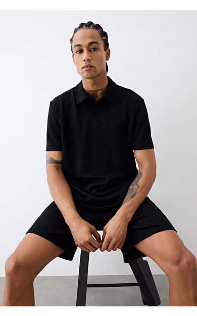 DeFactoFit Standart Fit Polo Yaka Sporcu Modal Kısa Kollu Polo Tişört