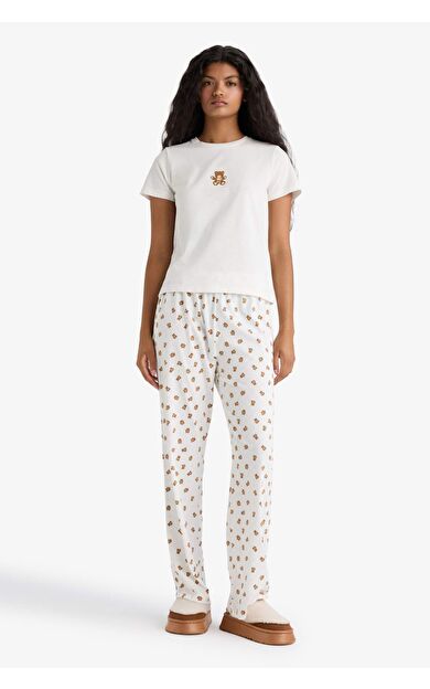 DeFacto Pijama Takımı Regular Fit Baskılı Kısa Kollu Üst Desenli Uzun Alt-Fall in Love
