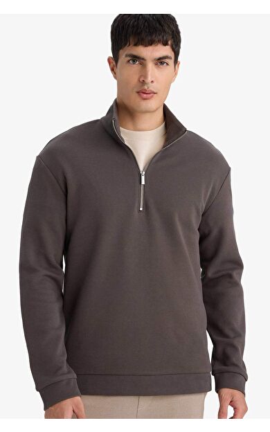 Regular Fıt Dik Yaka Sweatshirt