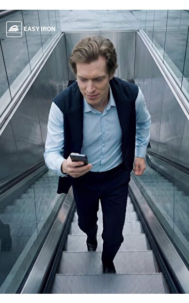 Slım Fıt Polo Yaka Basıc Düz Uzun Kollu Gömlek