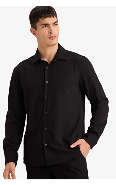 DeFacto Modern Fıt Polo Yaka Uzun Kollu Gömlek