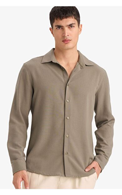 DeFacto Modern Fıt Polo Yaka Uzun Kollu Gömlek