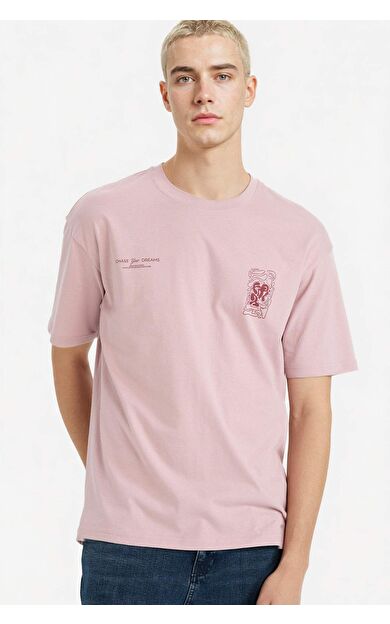 %100 Pamuk Boxy Fit Baskılı Tişört