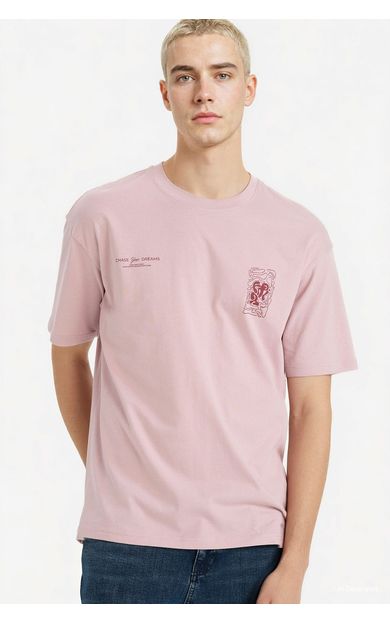 DeFacto %100 Pamuk Boxy Fit Baskılı Tişört Bordo