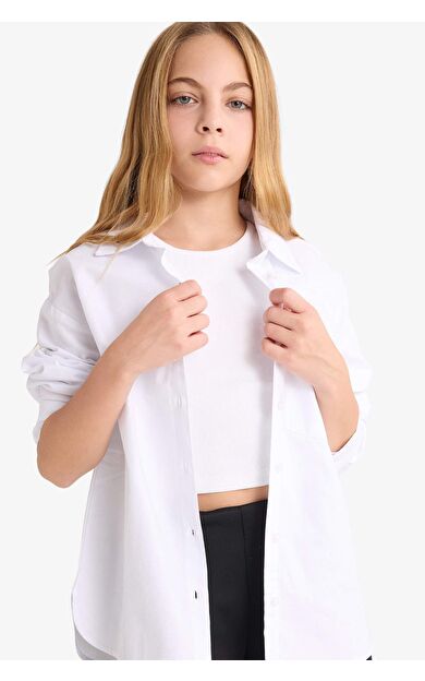 DeFacto Kız Çocuk Okula Dönüş Regular Fit Oxford 2'li Uzun Kollu Gömlek