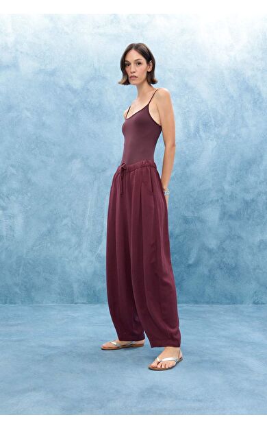 DeFacto Balloon Fit Çift Cepli Normal Bel Standart Boy Keten Karışımlı Pantolon