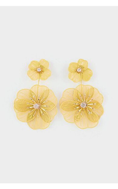 Kadın Sarı Çiçek Küpe