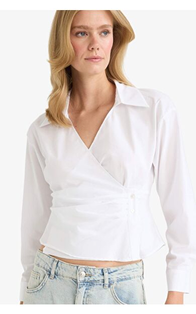 DeFacto Fitted Poplin Uzun Kollu Gömlek