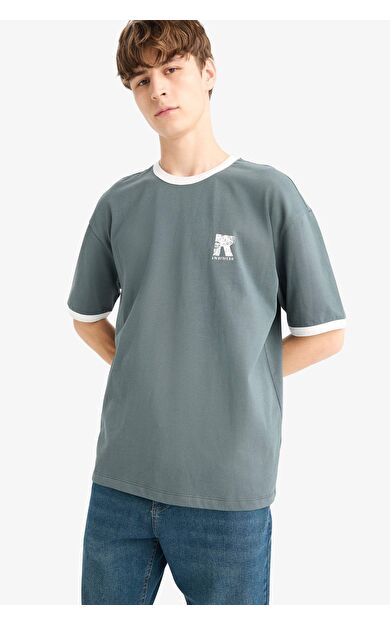 DeFacto Boxy Fit Bisiklet Yaka Baskılı Kısa Kollu Tişört G0001AX25HSGN498