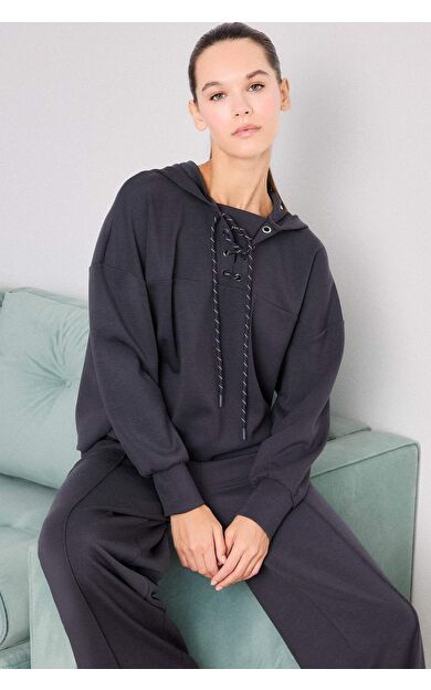 DeFacto Modal Bağlama Detaylı Sweatshirt-Fall in Love Loungewear