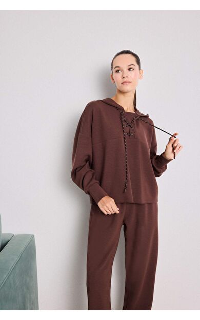 DeFacto Modal Bağlama Detaylı Sweatshirt-Fall in Love Loungewear