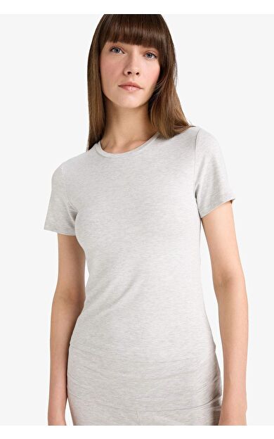 DeFacto Bedene Oturan Kısa Kollu Tişört-Fall in Love Loungewear