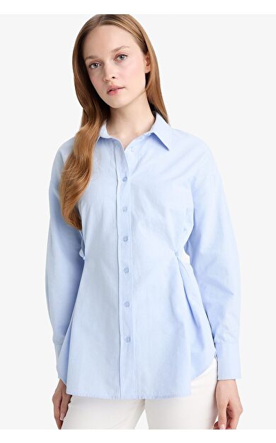 DeFacto Regular Fit Oxford Uzun Kollu Tunik