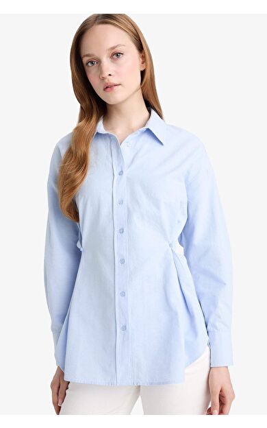 DeFacto Regular Fit Oxford Uzun Kollu Tunik