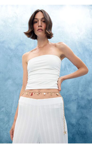 Kadın Deniz Temalı Charmlı Gold Bel Zinciri