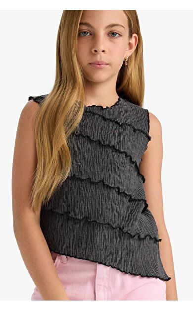 Kız Çocuk Bürümcük Kolsuz Bluz