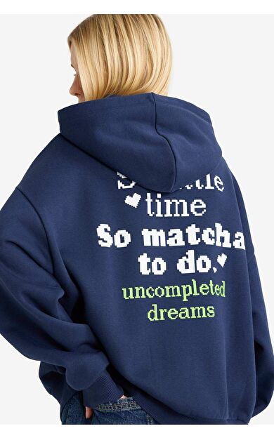 DeFacto Coool Overshirt Fit Kapüşonlu Baskılı Kalın Kumaş Sweatshirt G0179AX25WNNV241