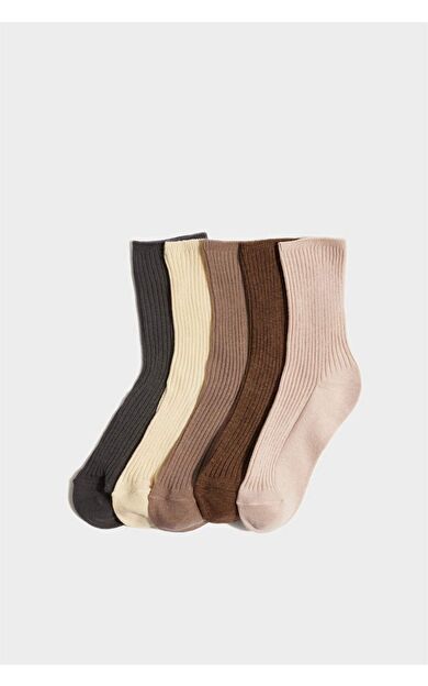 Kız Çocuk 5'li Pamuklu Uzun Çorap