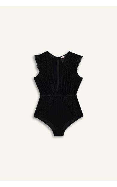 Bağcıklı Dantel Detaylı Bodysuit-Fall in Love
