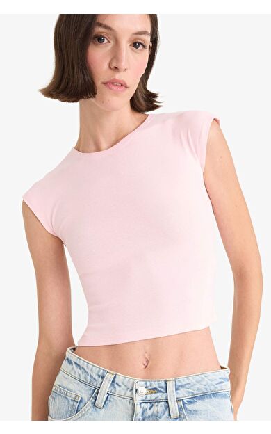 DeFacto Fitted Bisiklet Yaka Kısa Kollu Tişört G0273AX25SMPN113