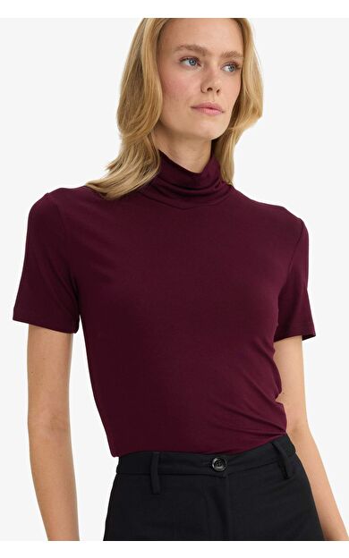 Slim Fit Dar Kesim Balıkçı Yaka Kısa Kollu Tişört