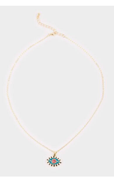 Kadın Çelik Renkli Göz Detaylı Kolye