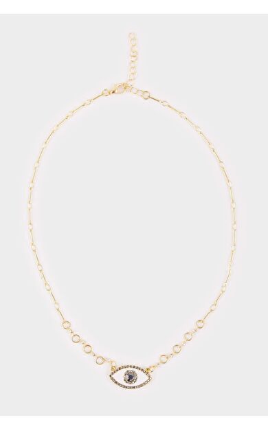 Kadın Çelik Taşlı Göz Detaylı Kolye