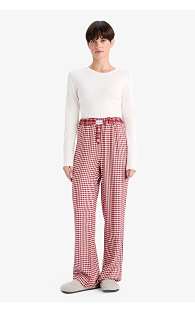 Regular Fit Uzun Kareli Pijama Altı-Fall in Love G0367AX25AUBR196