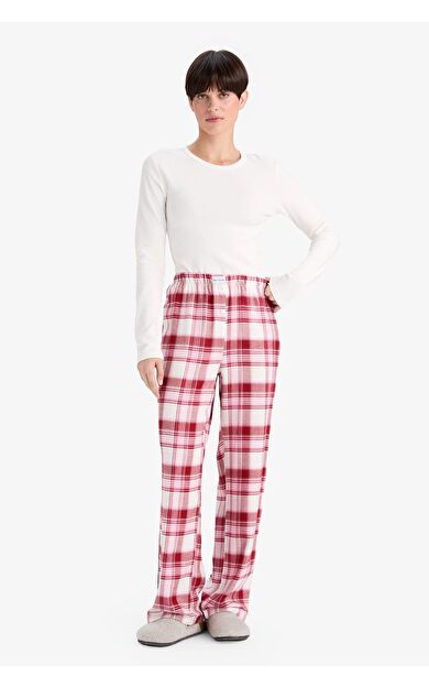 Regular Fit Uzun Kareli Pijama Altı-Fall in Love