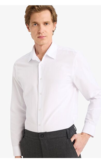 DeFacto Modern Fit Polo Yaka Uzun Kollu Gömlek
