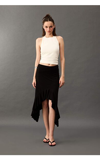 Beli Lastikli Midi Etek