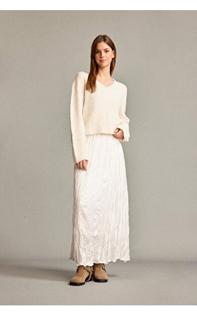 DeFacto Relax Fit Beli Lastikli Saten Uzun Boy Etek