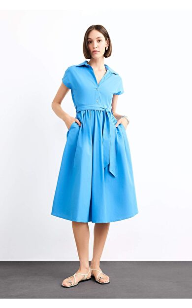 Terry Cotton Kısa Kollu Uzun Boy Elbise