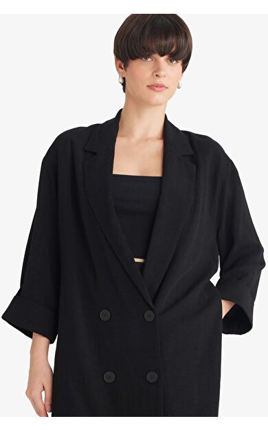 DeFacto Regular Fit Ceket Yaka Pamuklu Blazer Ceket
