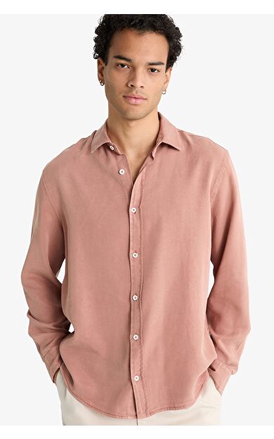 DeFacto Regular Fit Gömlek Yaka Twill Uzun Kollu Gömlek G0406AX25AUBR496