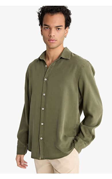 DeFacto Regular Fit Gömlek Yaka Twill Uzun Kollu Gömlek G0406AX25AUKH438