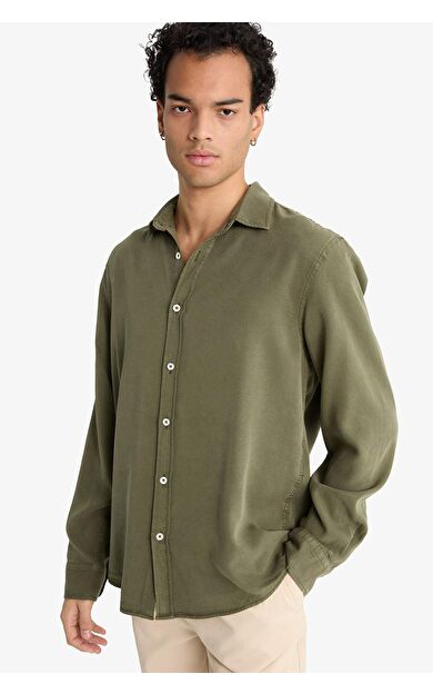 Regular Fit Gömlek Yaka Twill Uzun Kollu Gömlek G0406AX25AUKH438