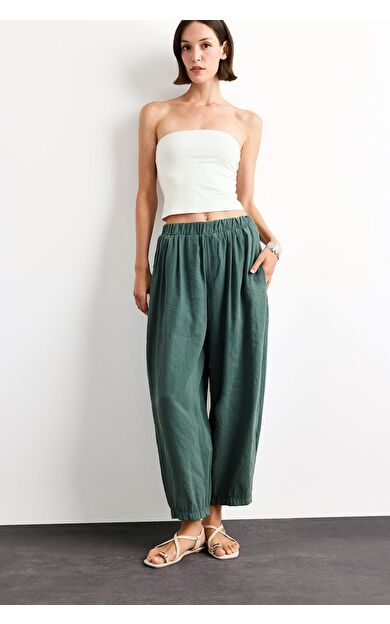 DeFacto Relax Fit Beli Lastikli Düz Paça Bilek Boy Pantolon G0431AX25SMTR3