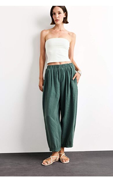 DeFacto Relax Fit Beli Lastikli Düz Paça Bilek Boy Pantolon G0431AX25SMTR3