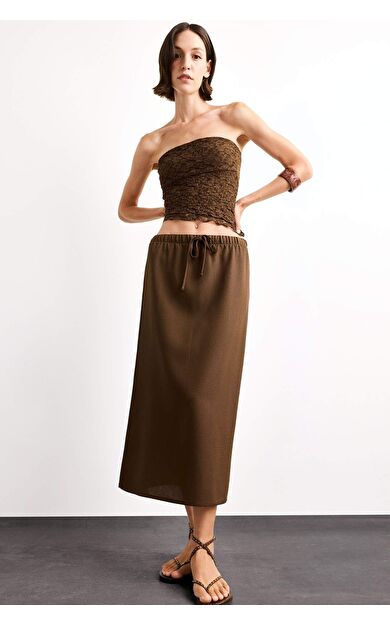 DeFacto Relax Fit Beli Lastikli Dokuma Etek