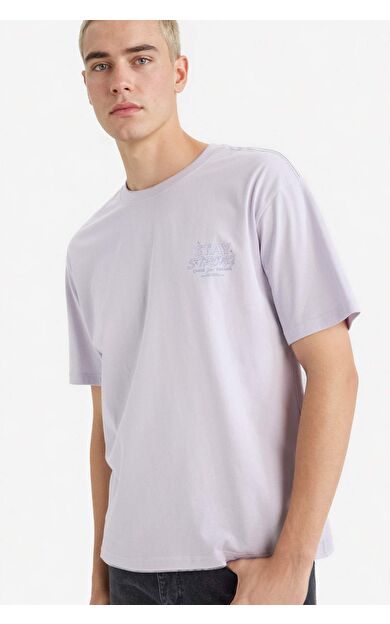 %100 Pamuk Boxy Fit Baskılı Tişört