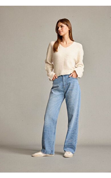 DeFacto Baggy Fit Yüksek Bel Düz Paça Jean Pantolon G0586AX25SMBE702