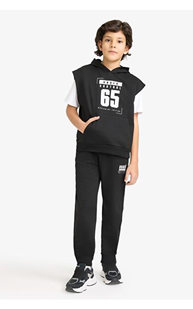 DeFacto Erkek Çocuk 3'lü Takım Kısa Kollu Tişört Sweatshirt Eşofman Altı