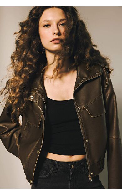 DeFacto Relax Fit Suni Deri Mont