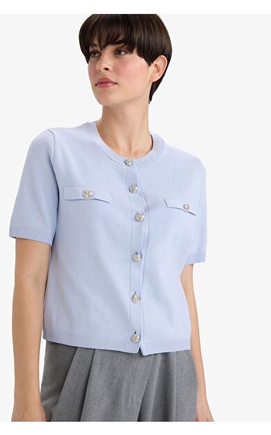 DeFacto Regular Fit Bisiklet Yaka Triko Hırka G0698AX25AUBE491