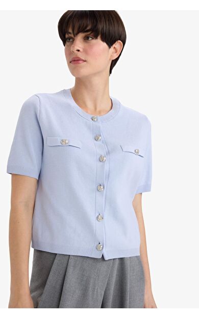 Regular Fit Bisiklet Yaka Triko Hırka G0698AX25AUBE491