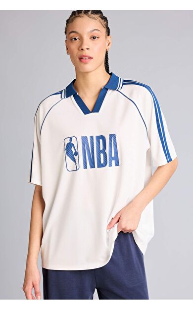 DeFacto NBA Wordmark Oversıze Polo Yaka Tişört