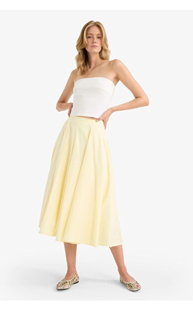 A Kesim Normal Bel Astarlı Poplin Maxi Etek